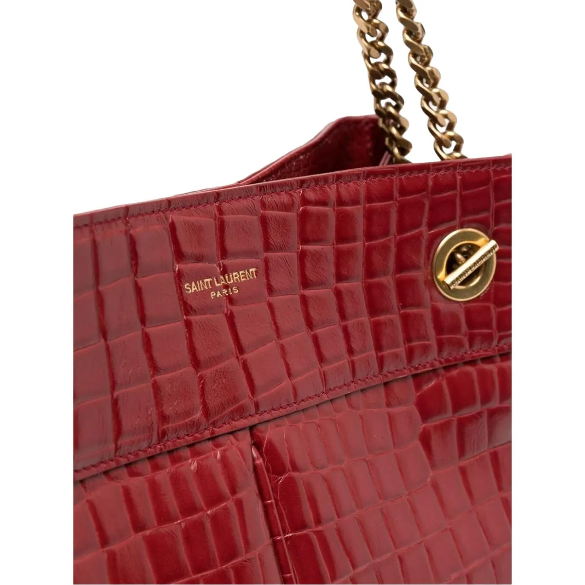 Ysl Sacs Saint Laurent Claude en cuir rouge avec motif Cocco en relief, sac à bandoulière 640281