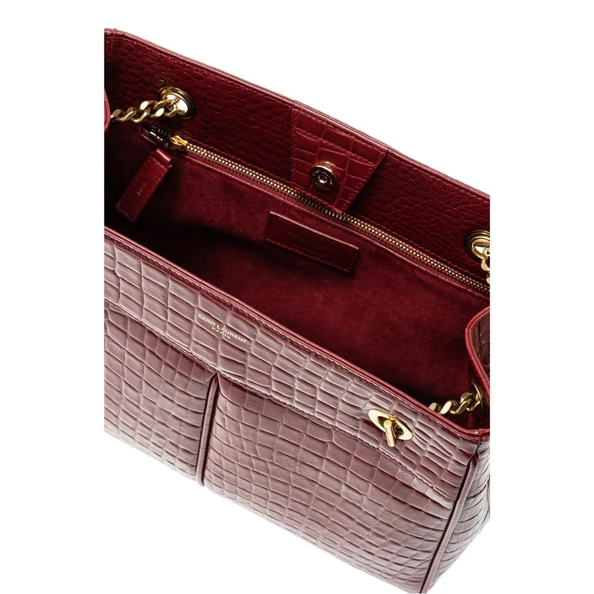 Ysl Sacs Saint Laurent Claude en cuir rouge avec motif Cocco en relief, sac à bandoulière 640281