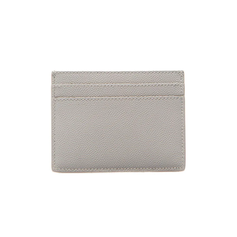 Porte-cartes de crédit en cuir grain de poudre gris Saint Laurent Ysl 375946