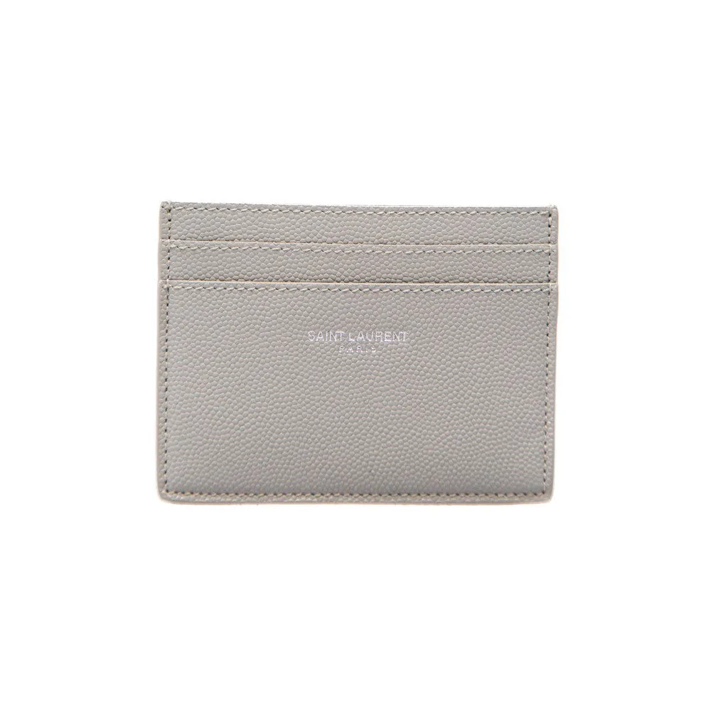 Porte-cartes de crédit en cuir grain de poudre gris Saint Laurent Ysl 375946