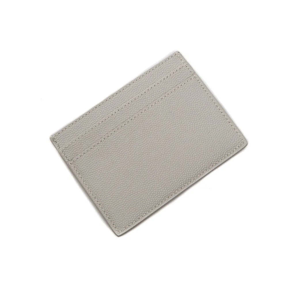 Porte-cartes de crédit en cuir grain de poudre gris Saint Laurent Ysl 375946