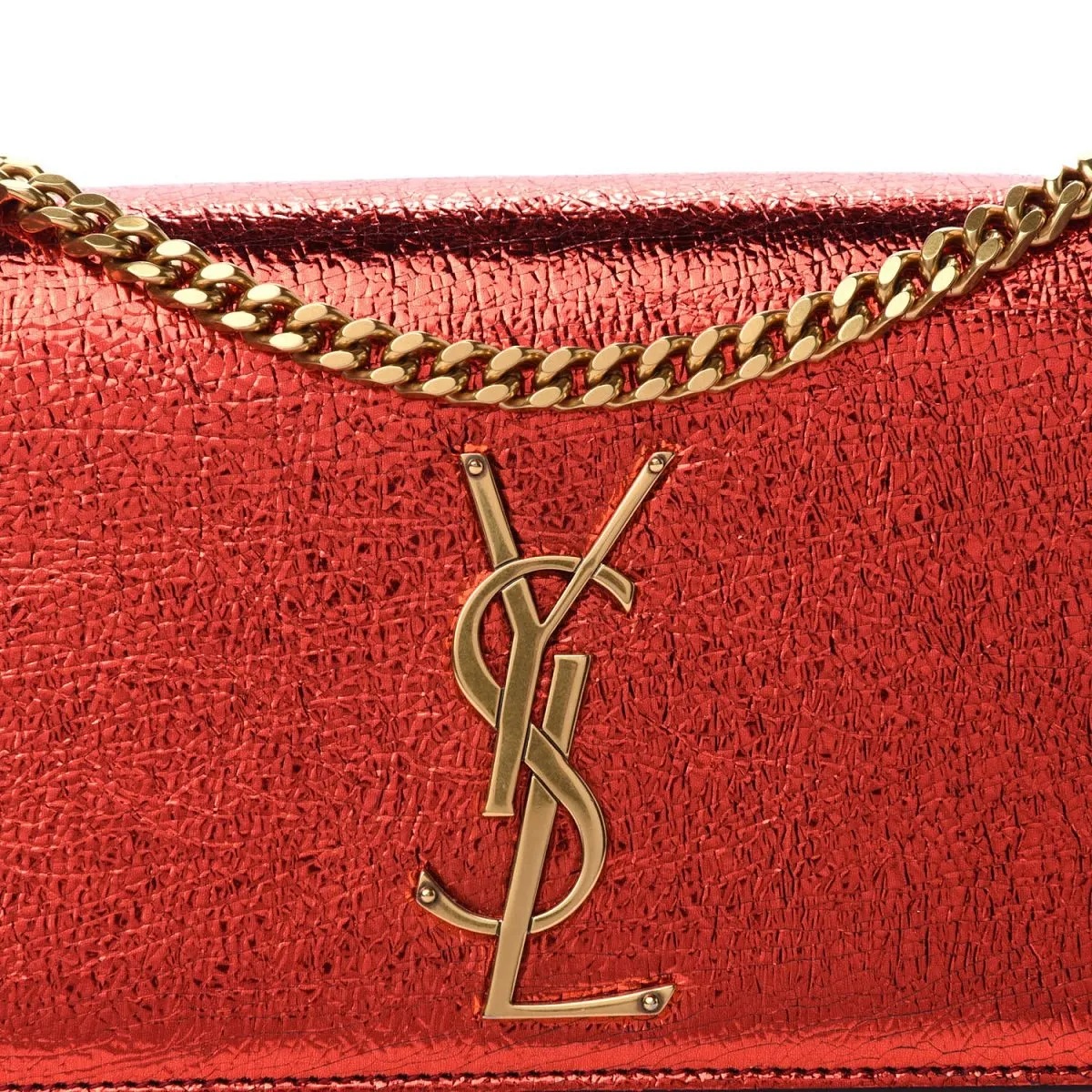 Ysl Sacs Saint Laurent Kate Monogramme Cuir Métallisé Rouge Sac Bandoulière 469390