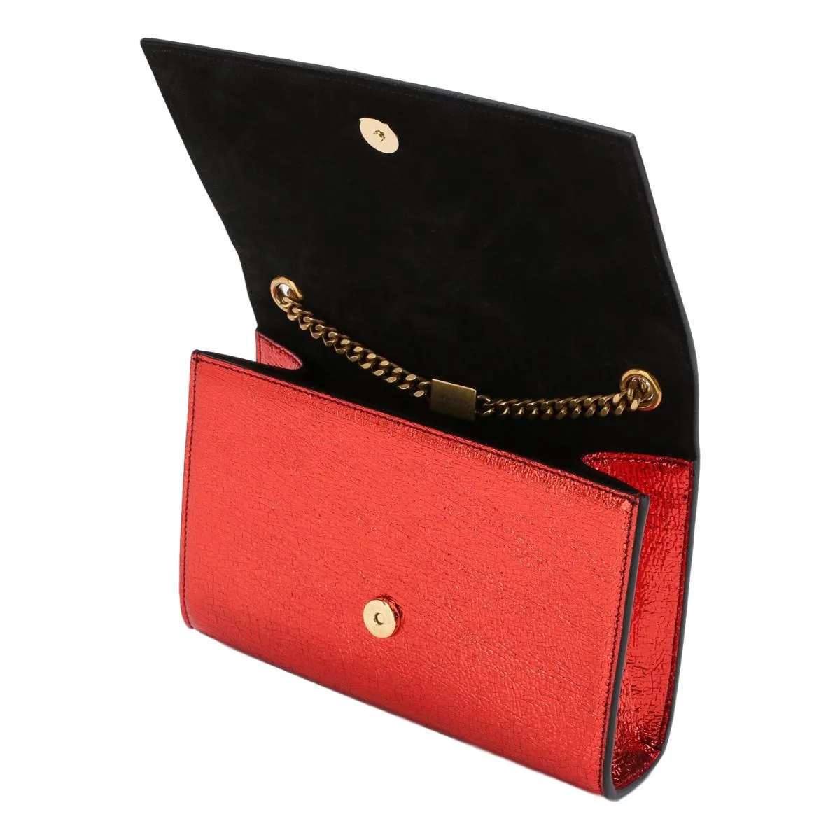 Ysl Sacs Saint Laurent Kate Monogramme Cuir Métallisé Rouge Sac Bandoulière 469390