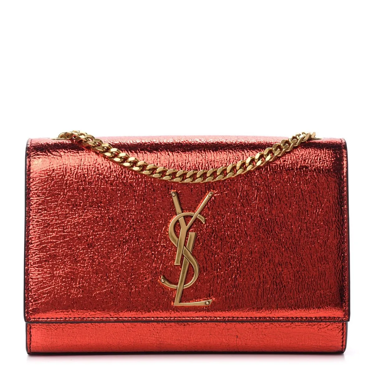 Ysl Sacs Saint Laurent Kate Monogramme Cuir Métallisé Rouge Sac Bandoulière 469390