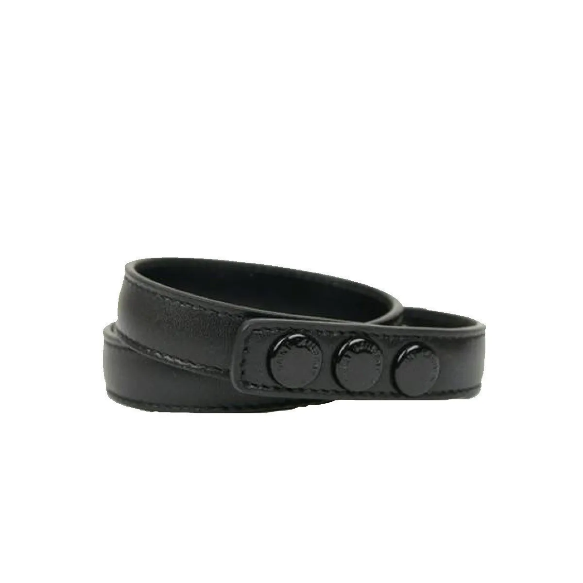 Ysl Sacs Saint Laurent Le Trois Clous Bracelet en Cuir Noir à Double Enroulement Clouté 415293