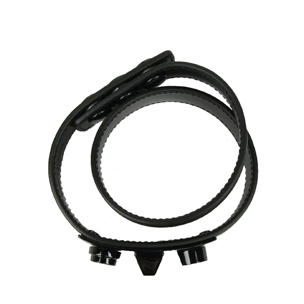 Ysl Sacs Saint Laurent Le Trois Clous Bracelet en Cuir Noir à Double Enroulement Clouté 415293