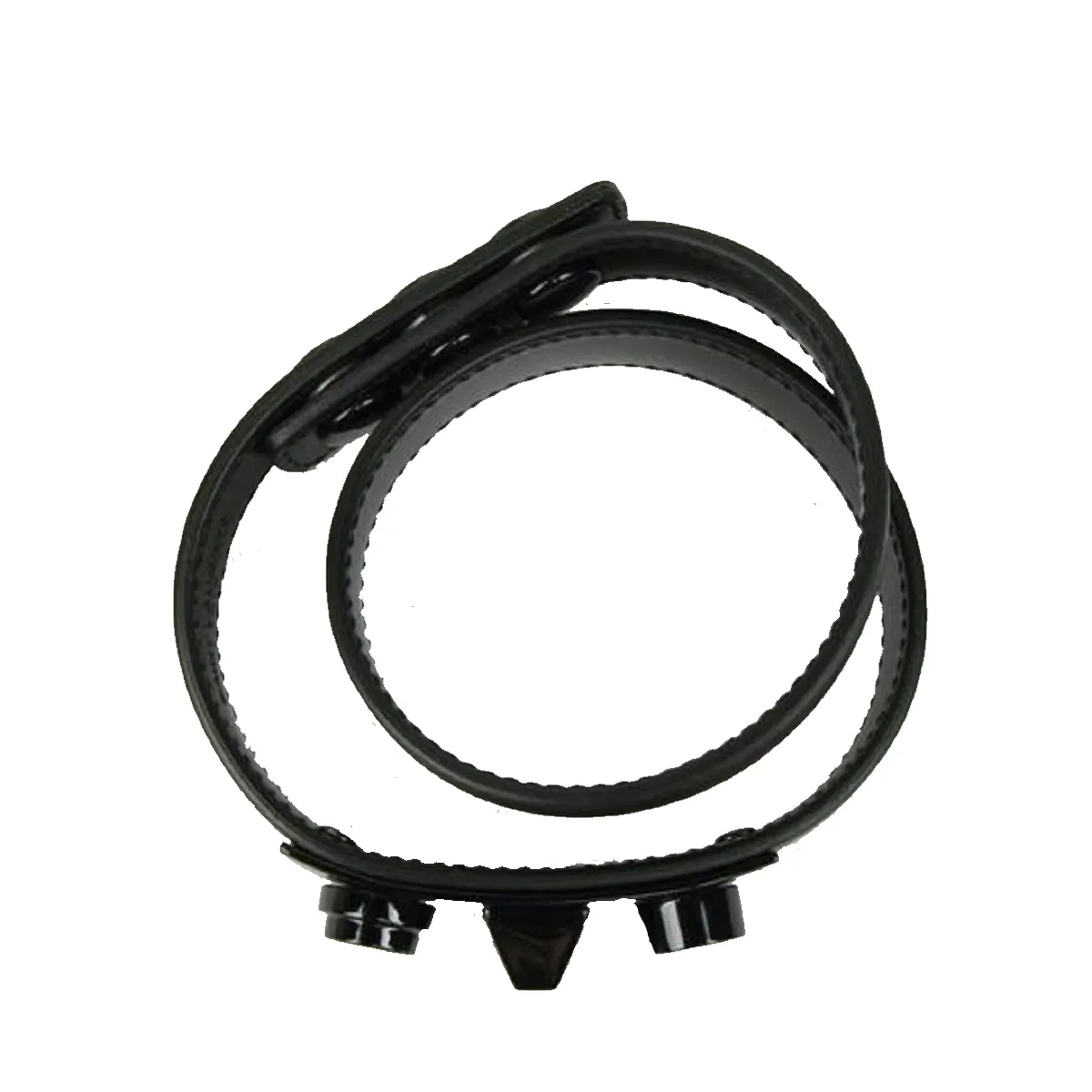 Ysl Sacs Saint Laurent Le Trois Clous Bracelet en Cuir Noir à Double Enroulement Clouté 415293