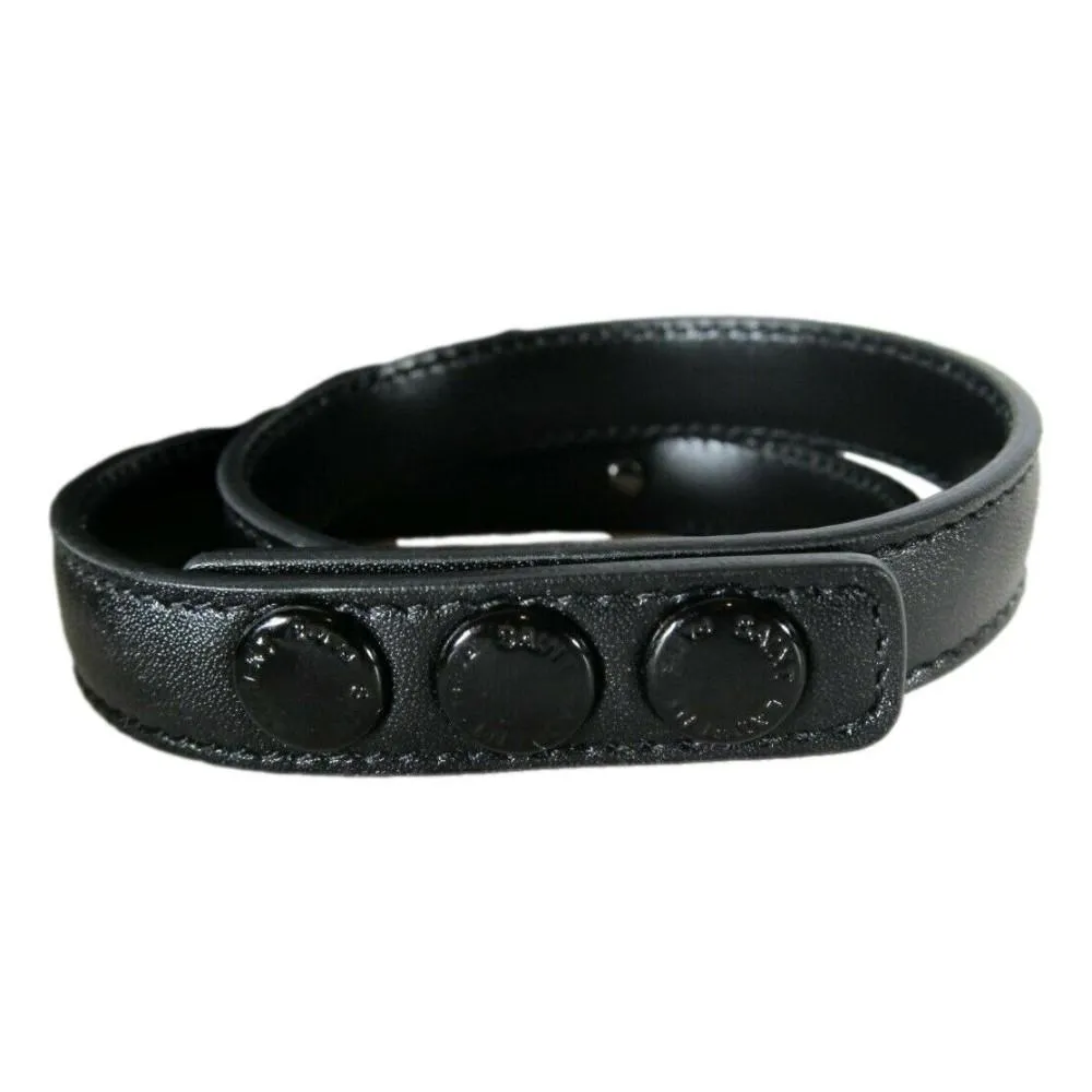 Ysl Sacs Saint Laurent Le Trois Clous Bracelet en Cuir Noir à Double Enroulement Clouté 415293