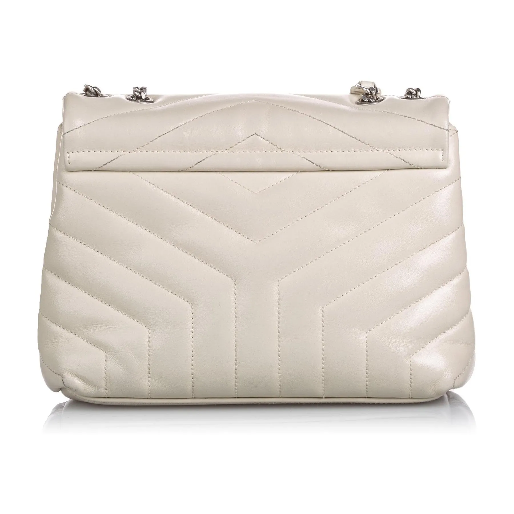 Ysl Sacs Saint Laurent Loulou en cuir ivoire matelassé, sac à épaule moyen 458716