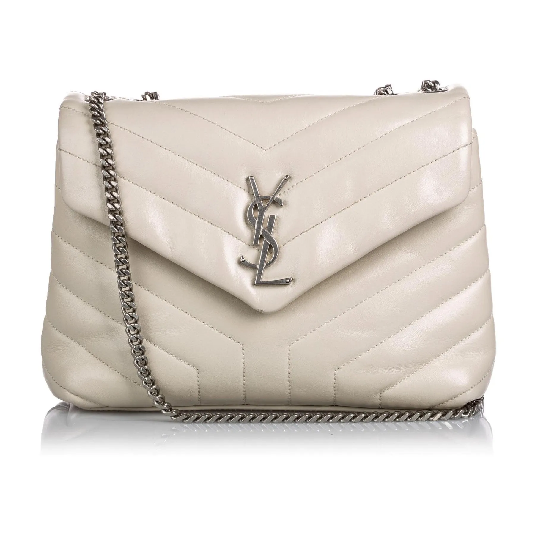 Ysl Sacs Saint Laurent Loulou en cuir ivoire matelassé, sac à épaule moyen 458716