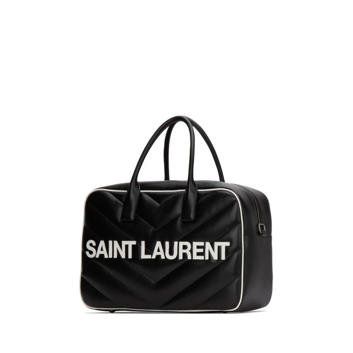 Sac Ysl Saint Laurent Miles Logo en Cuir de Veau Noir Duffel Bowling 525145