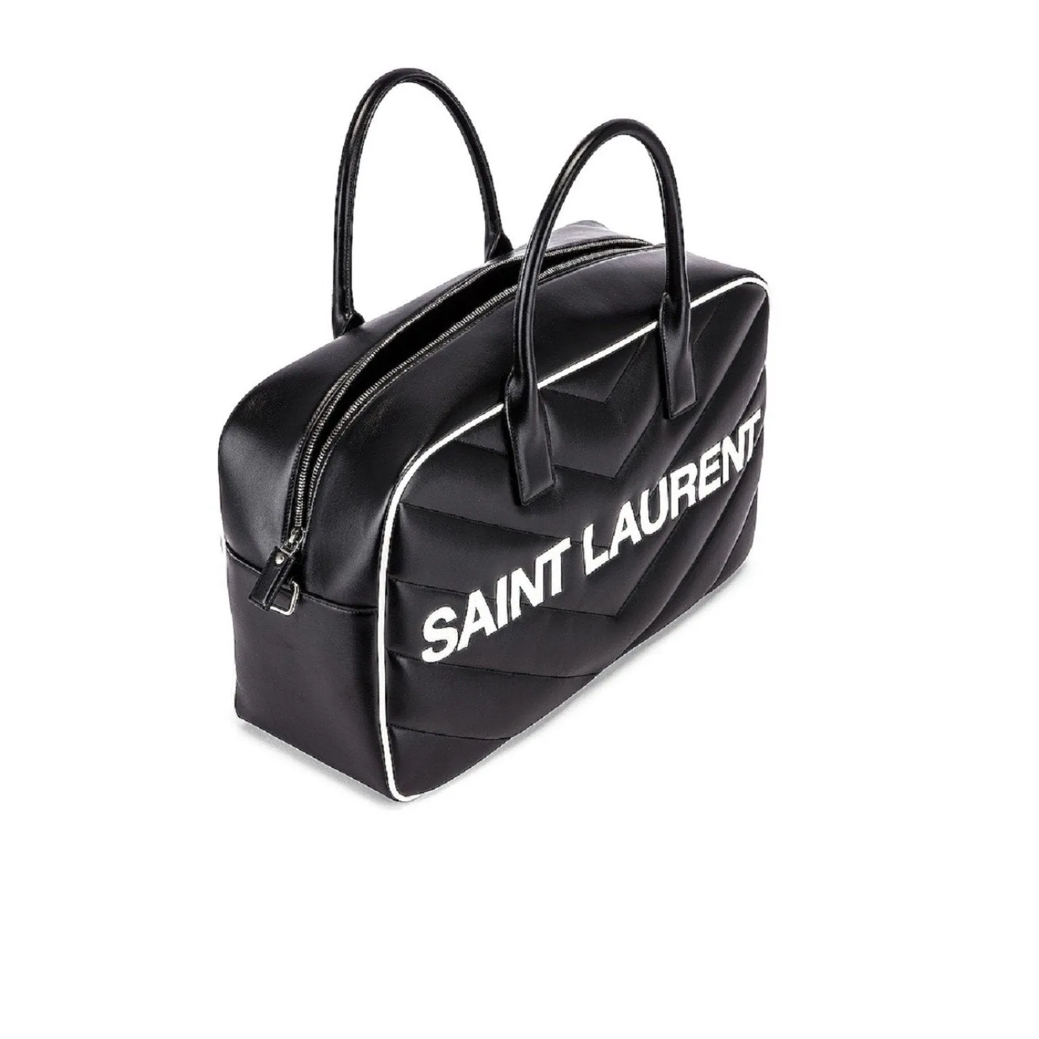 Sac Ysl Saint Laurent Miles Logo en Cuir de Veau Noir Duffel Bowling 525145