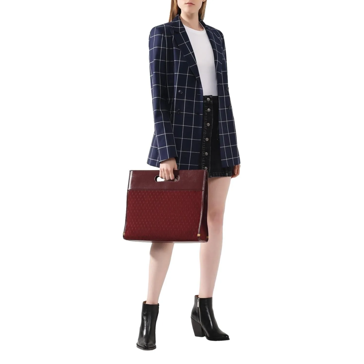 Sac Ysl Saint Laurent Monogram King Palm en daim rouge 579609