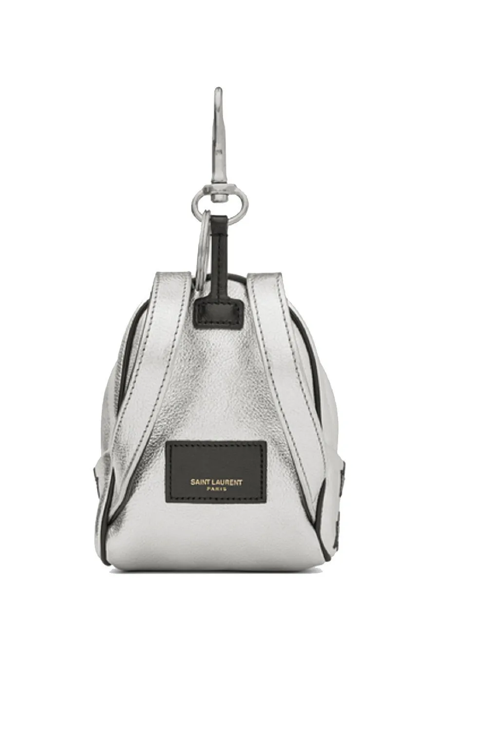 Ysl Sacs Saint Laurent Argent/Noir Unisexe Chaîne de clé à fermeture éclair Sac à dos Étoiles noires 441914