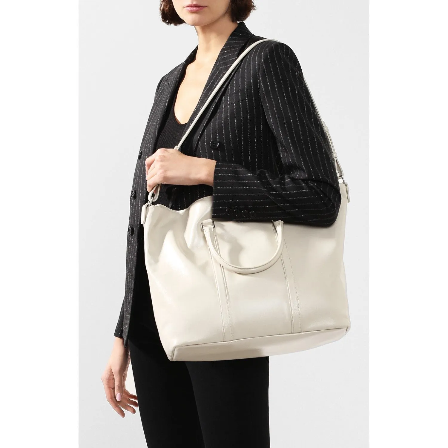 Sac Ysl Saint Laurent Souple en Cuir Ivoire Tote Bag 608958
