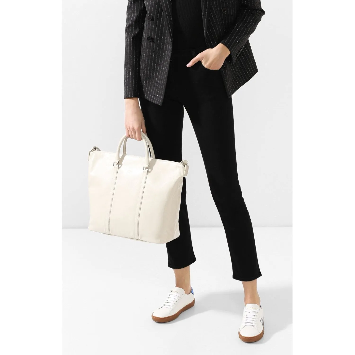 Sac Ysl Saint Laurent Souple en Cuir Ivoire Tote Bag 608958