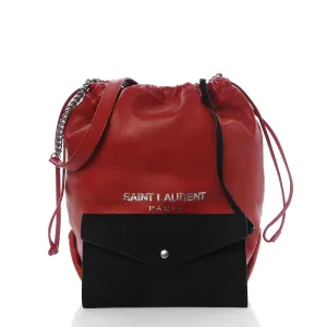 Ysl Bags Saint Laurent Teddy Red Lambskin Leather Drawstring Bucket Bag 538447