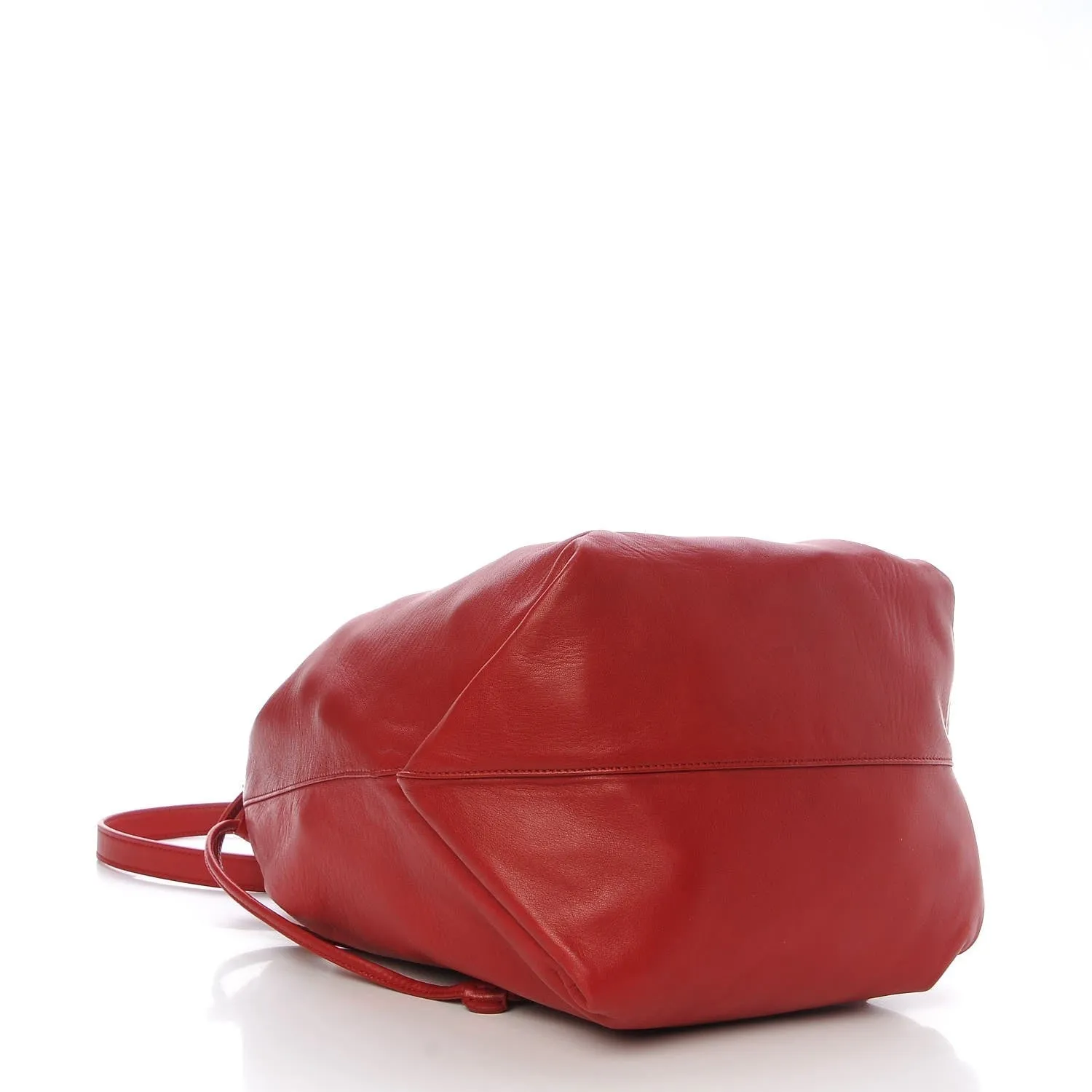Sac Ysl Saint Laurent Teddy Rouge en Agneau à Cordons et Forme Seau 538447