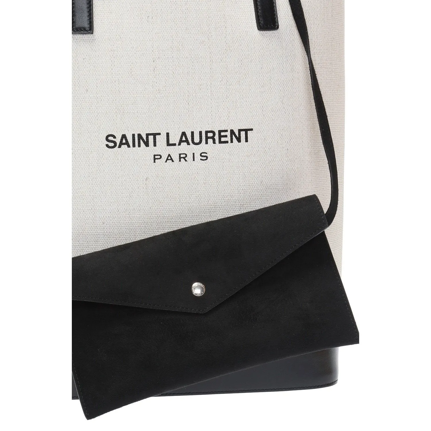 Sac Ysl Saint Laurent Teddy Blanc en Lin Enduit avec Cordon à Nouer Modèle Seau 551595