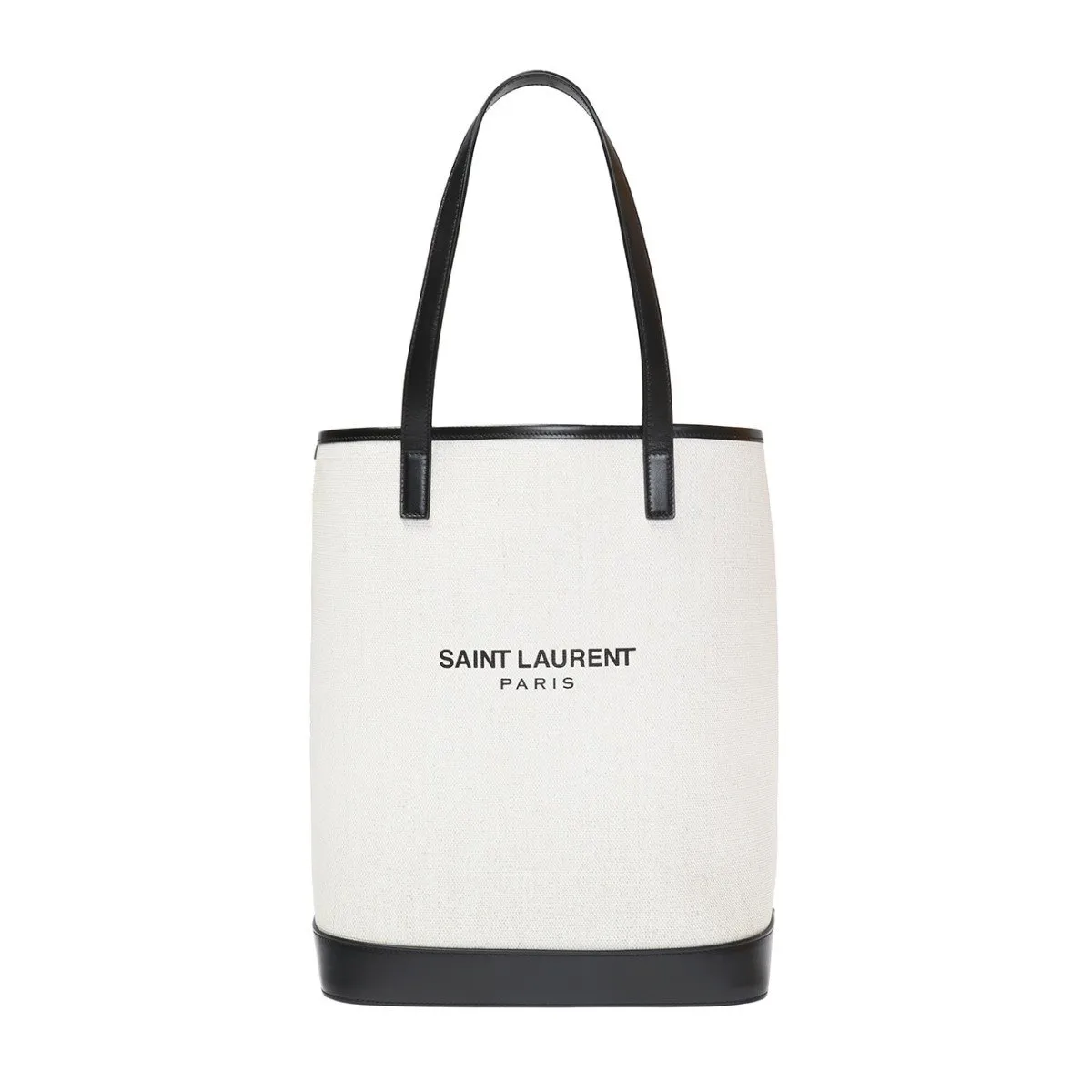 Sac Ysl Saint Laurent Teddy Blanc en Lin Enduit avec Cordon à Nouer Modèle Seau 551595