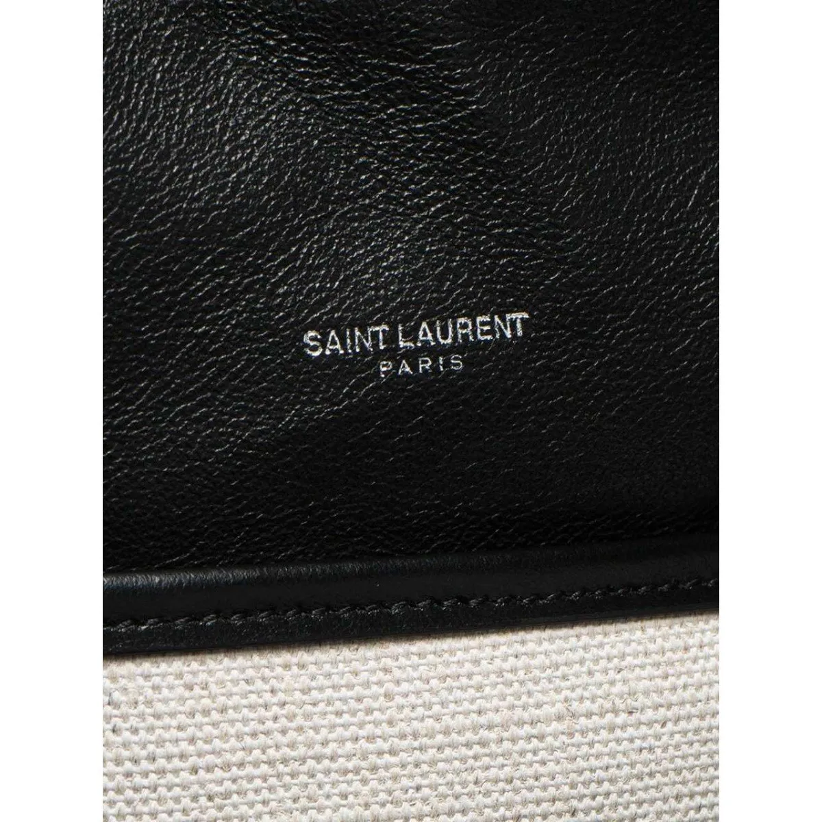 Sac Ysl Saint Laurent Teddy Blanc en Lin Enduit avec Cordon à Nouer Modèle Seau 551595