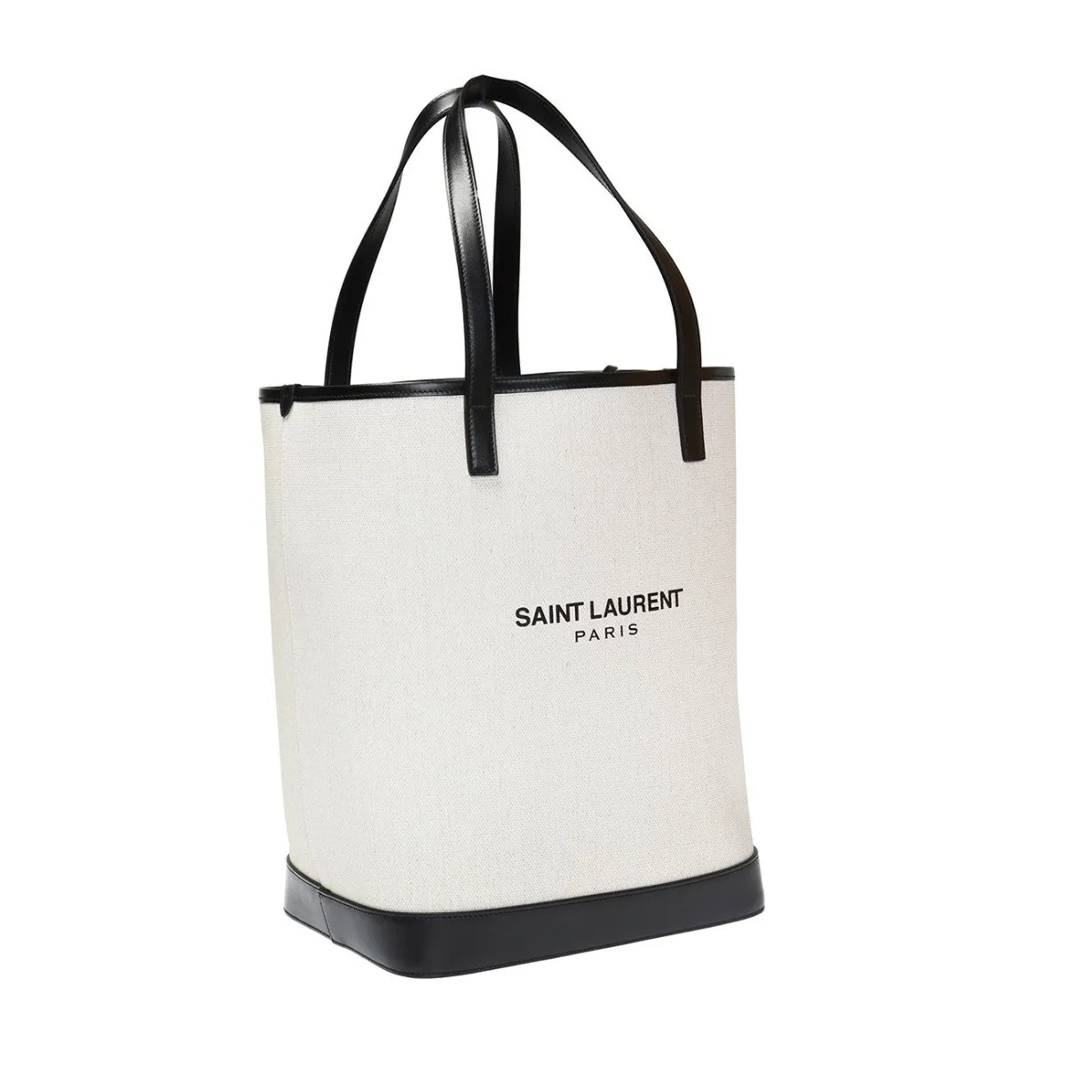 Sac Ysl Saint Laurent Teddy Blanc en Lin Enduit avec Cordon à Nouer Modèle Seau 551595