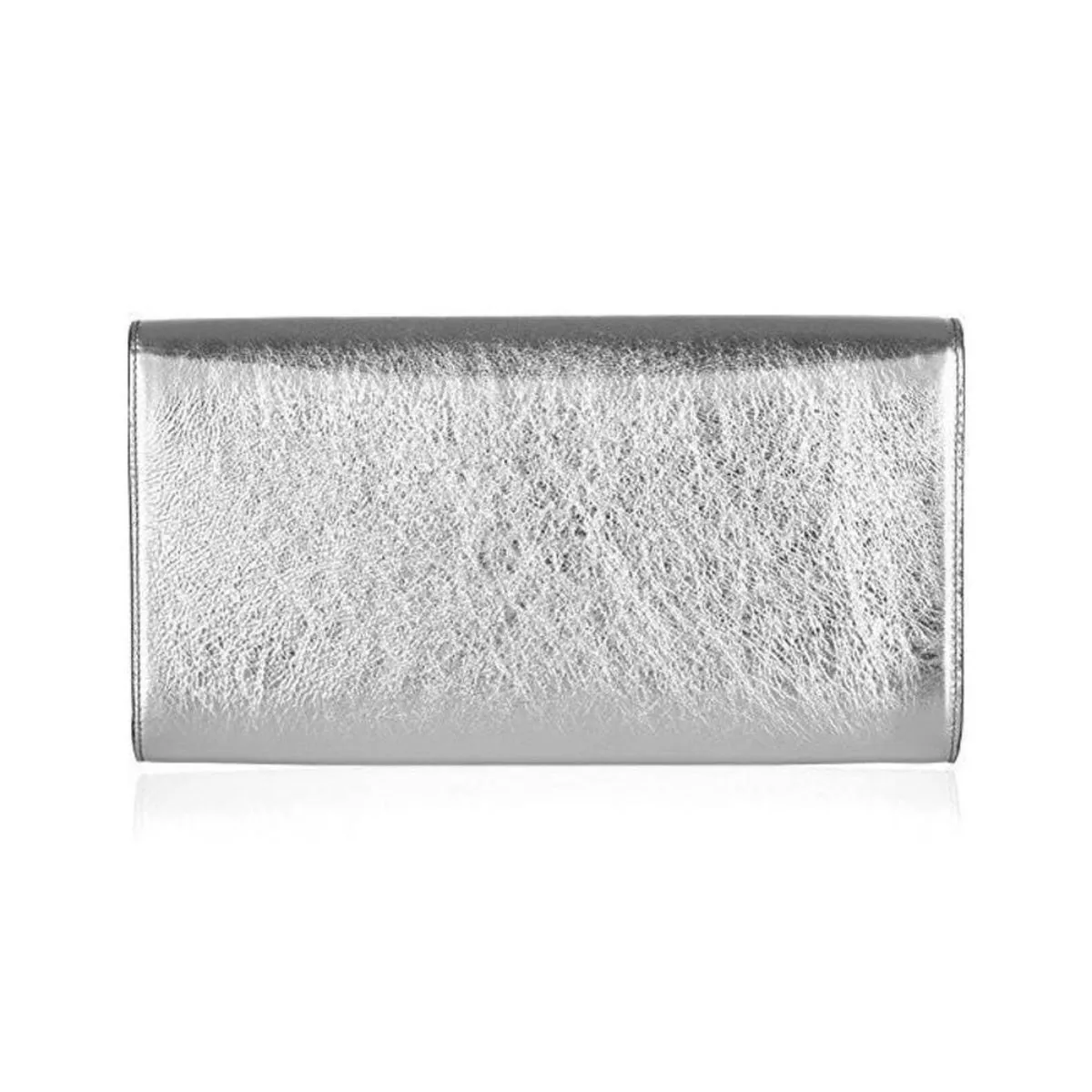 Sacs Ysl Saint Laurent YSL Belle de Jour Grand Clutch en Cuir Argenté Métallisé 568937