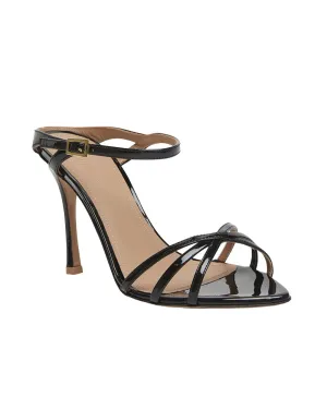 Yuna Patent Slide Sandal in Black